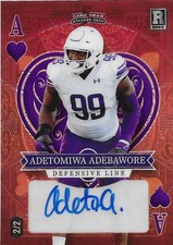 Adetomiwa Adebawore 2023 Wild Card Stacked Deck Ace of Hearts Auto RC #2/2 Colts