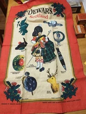 DEWAR'S  SCOTCH SCOTLAND LINEN TOWEL THE LINEN UNION SCOTLAND KINLOCH ANDERSON