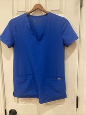 Figs Scrub Top Womens XXS Blue 3 Pocket V Neck Medical Stretch FW1100