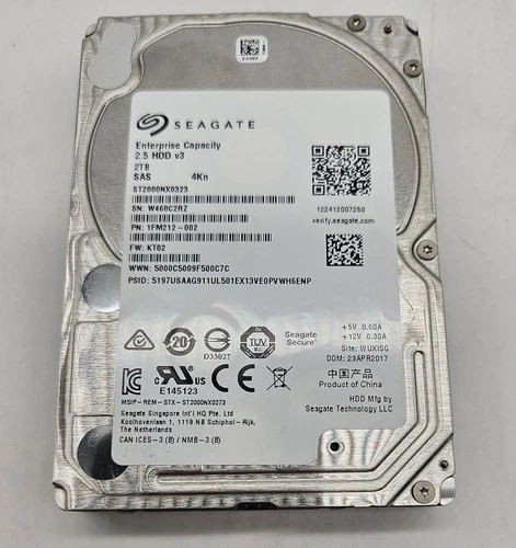 Seagate Enterprise 2TB 7.2K SAS 12Gbps SED/4Kn 2.5-inch Hard Drive ST2000NX0323