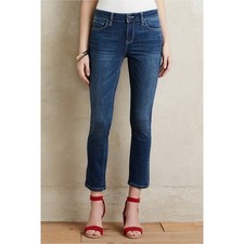 Anthropologie Pilcro Stet Mid Rise Crop Ankle Slit Medium Wash Jeans Size 28