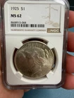 1925 Peace Silver Dollar NGC MS62Choice Uncirculated