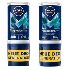 2 x NIVEA MEN Dry Roll-On Deodorant 50 ml Magnesium 0 Alcohol  Aluminium