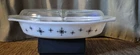 Vtg Pyrex Divided Casserole Dish Black Atomic Starburst Compass 1 1/2 Qt #20 USA