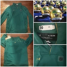 notre dame football team issued under armour Coaches Travel Jacket Game Xl Kelly