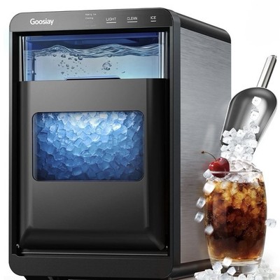 Goosiay Countertop Ice Maker Stainless Steel Portable Self-Cleaning Nugget ETL