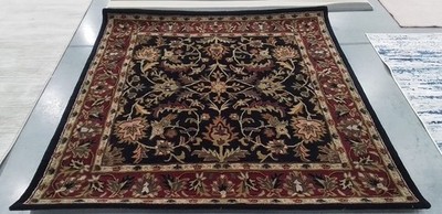 BLACK / RED 6'-0'' x 6'-0'' Back Stain Rug, Reduced Price 1172784445 HG953A-6SQ
