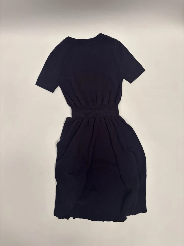 Vestido Acanalado Elegante Diseñador SNIDEL Azul Marino Diseñador Japonés Talla F Foto 2 de 4