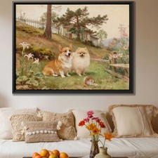 Dog Corgi Canvas Oil Painting Vintage Dog Artwork Pet Wall Decor Dog Lovers Art