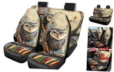 Forest Animal Owl Pattern Nonslip 3 Pcs Car Seat Cover Full Set For Owl Bird