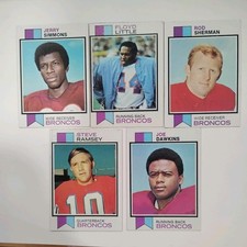 1973 Topps Football X5 lot Denver Broncos Little/Dawkins/Ramsey/Sherman/Simmons