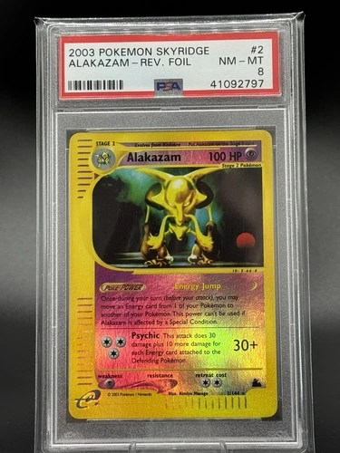 PSA 8 - Alakazam - 2/144 - Skyridge 2003 - Reverse Holo Rare - Pokémon TCG