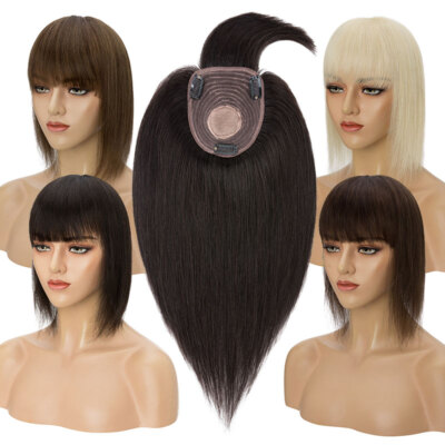 Damen Echthaar Toupet Toupee Topper Clip In Human Hair Haarteile Extensions Pony