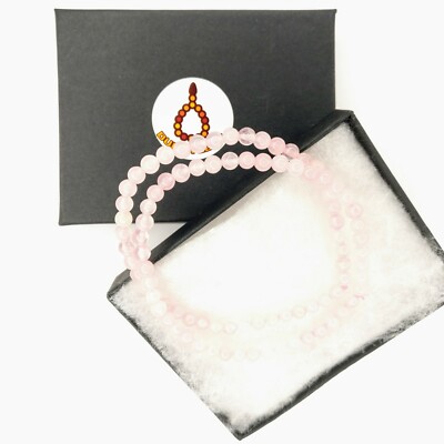2 elegante echte Edelsteine Rosenquarz 4,5 mm Armband Perlen Weihnachtsgeschenk 766