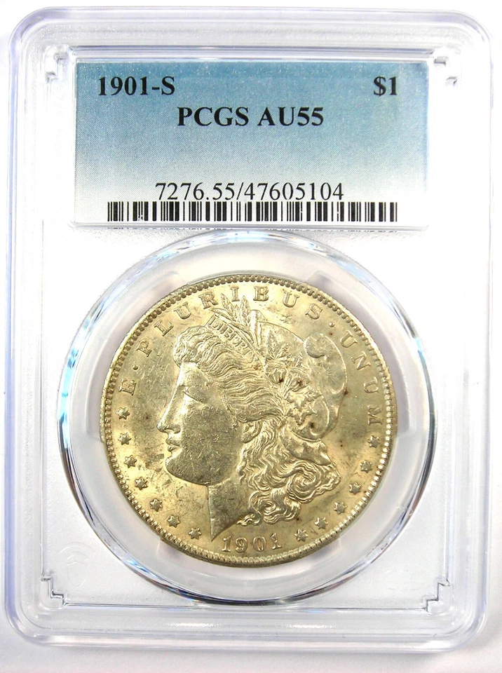 1901-S Morgan Silver Dollar $1 Coin - Rare Date - Certified PCGS AU55 - Image 2 of 4