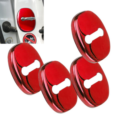 4pcs Polished Red Stainless Door Latch Striker Cover Fits 06-24 IS250 IS350