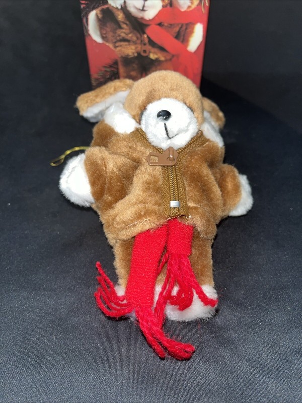 Vintage 1984 Avon 6" Plush Brown Puppy Dog Stuffed Animal Red Scarf Collectible