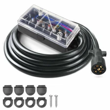 8ft 7 Way Trailer Plug Cord Junction Box Wiring Harness Kit for RV Camper Boat 