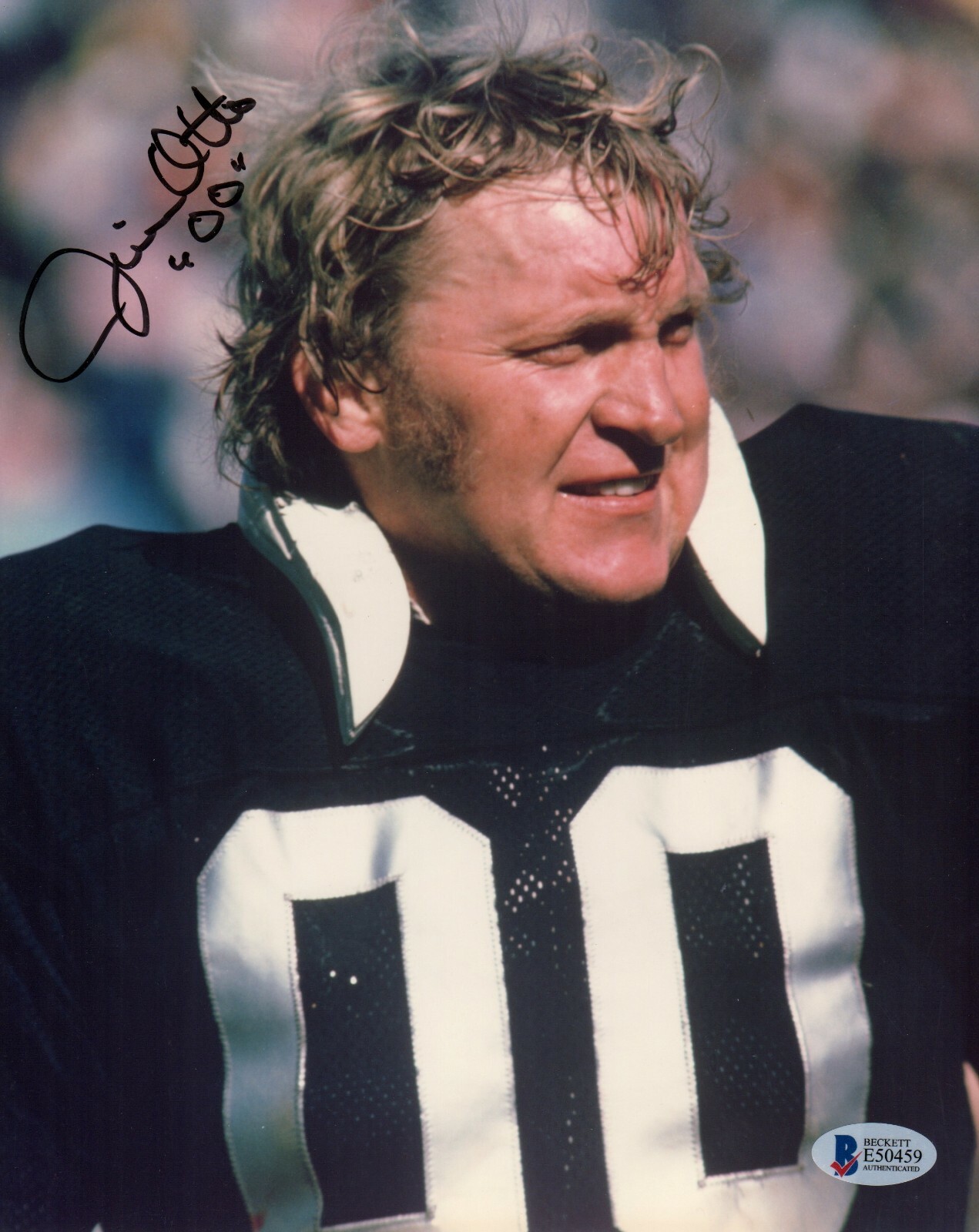 Jim Otto Autographed Signed Oakland Raiders Raiders HOF'er 8x10 photo Beckett COA #2 (Black Sharpie) 
