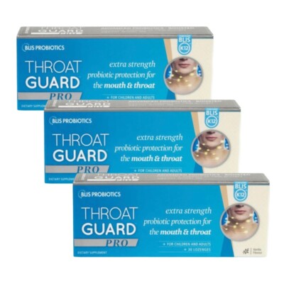 [BLIS PROBIOTICS] 3 x Throat Guard Pro With Blis K12 30 Lozenges Vanilla