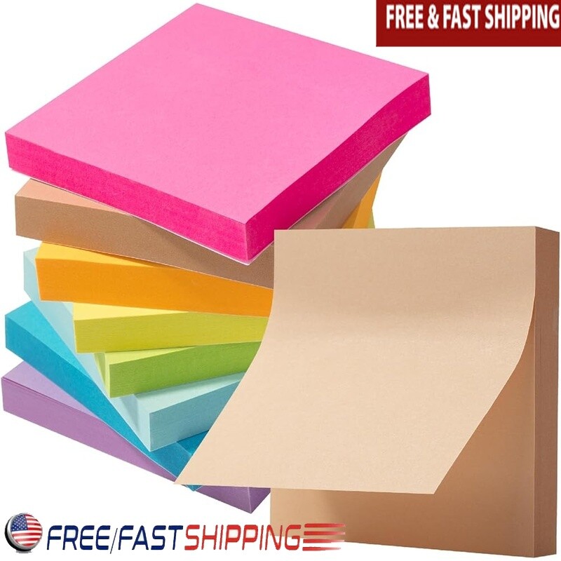 Sticky Notes 3x3 Inch Bulk 656 Sheets Adhesive Removable Pads Bright Colors New-image