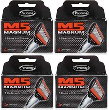 Personna M5 Magnum Razor Refill Blades with Trimmer, 4 Cartridges (4 Pack)