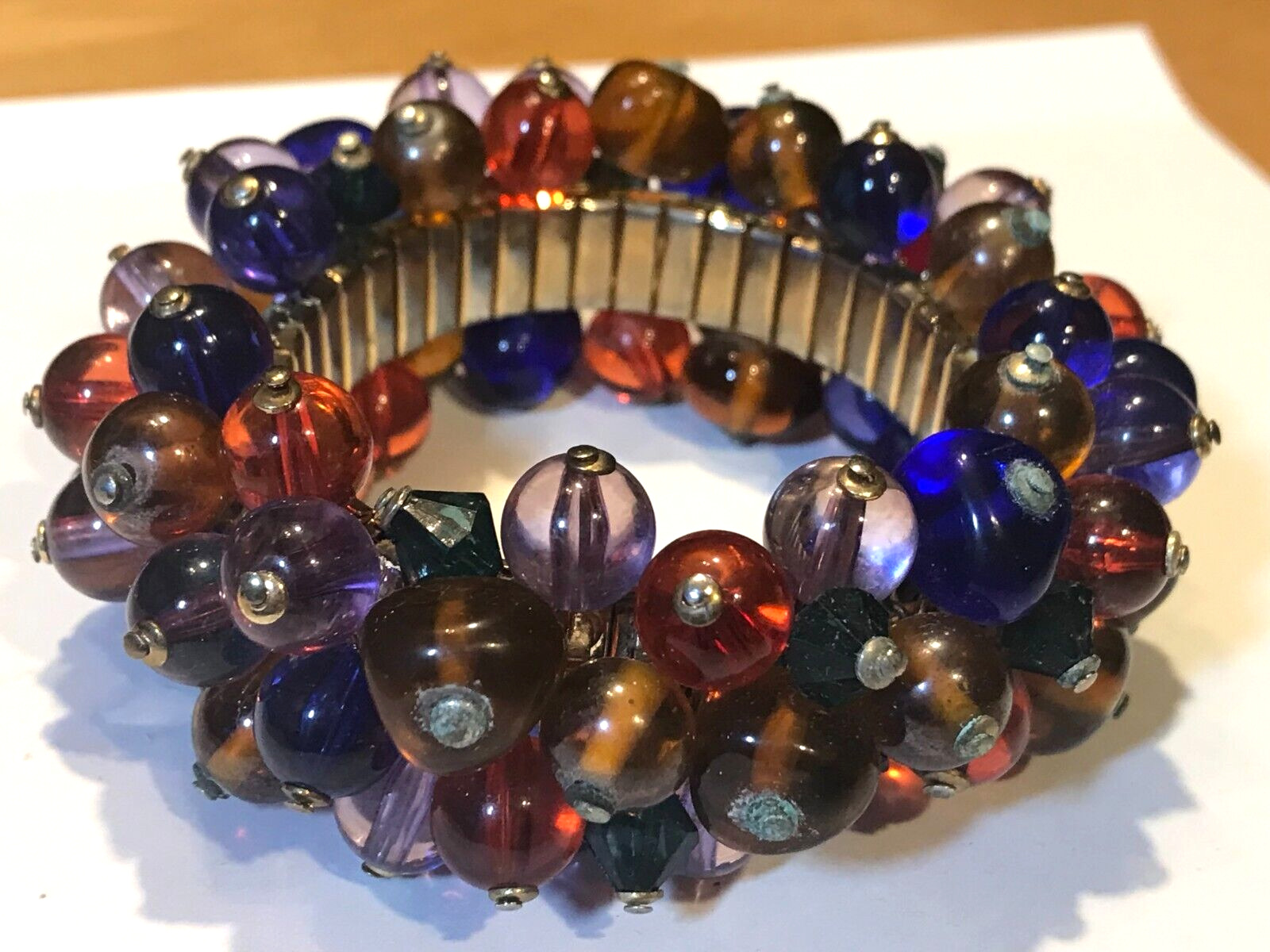 Cluster Beautiful Colored Art Glass Beads  Bracel… - image 1