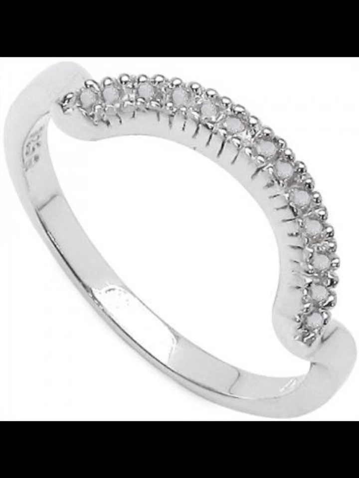 HERMOSO ANILLO DE DISEÑADOR PARA MUJER ORO BLANCO RODIO PLATA ESTERLINA SÓLIDA TALLA 7 Foto 3 de 4