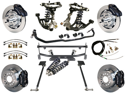 RIDETECH COILOVER & 4-LINK SYSTEM & WILWOOD DISC BRAKE KIT,12'' ROTORS,BLACK,6874