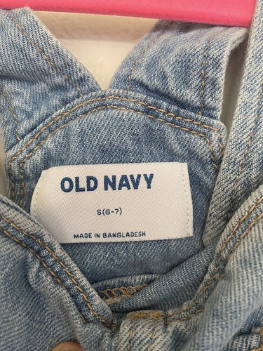 Old Navy Dip Dye Raw Hem Jean Overall Skirt Girls Sz S 6 7 Cotton Adjustable - Picture 6 of 6