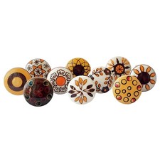Jaipuri Printed Ceramic Knobs for Kitchen Cab...