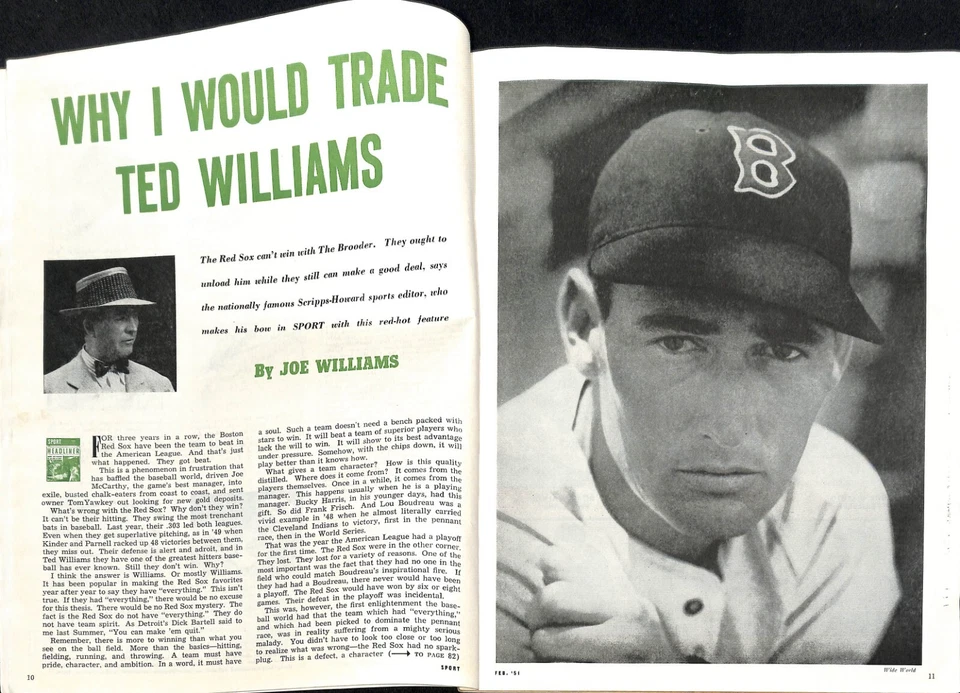 Revista deportiva de febrero de 1951 Nat Holman CCNY Ted Williams artículo Foto 4 de 4