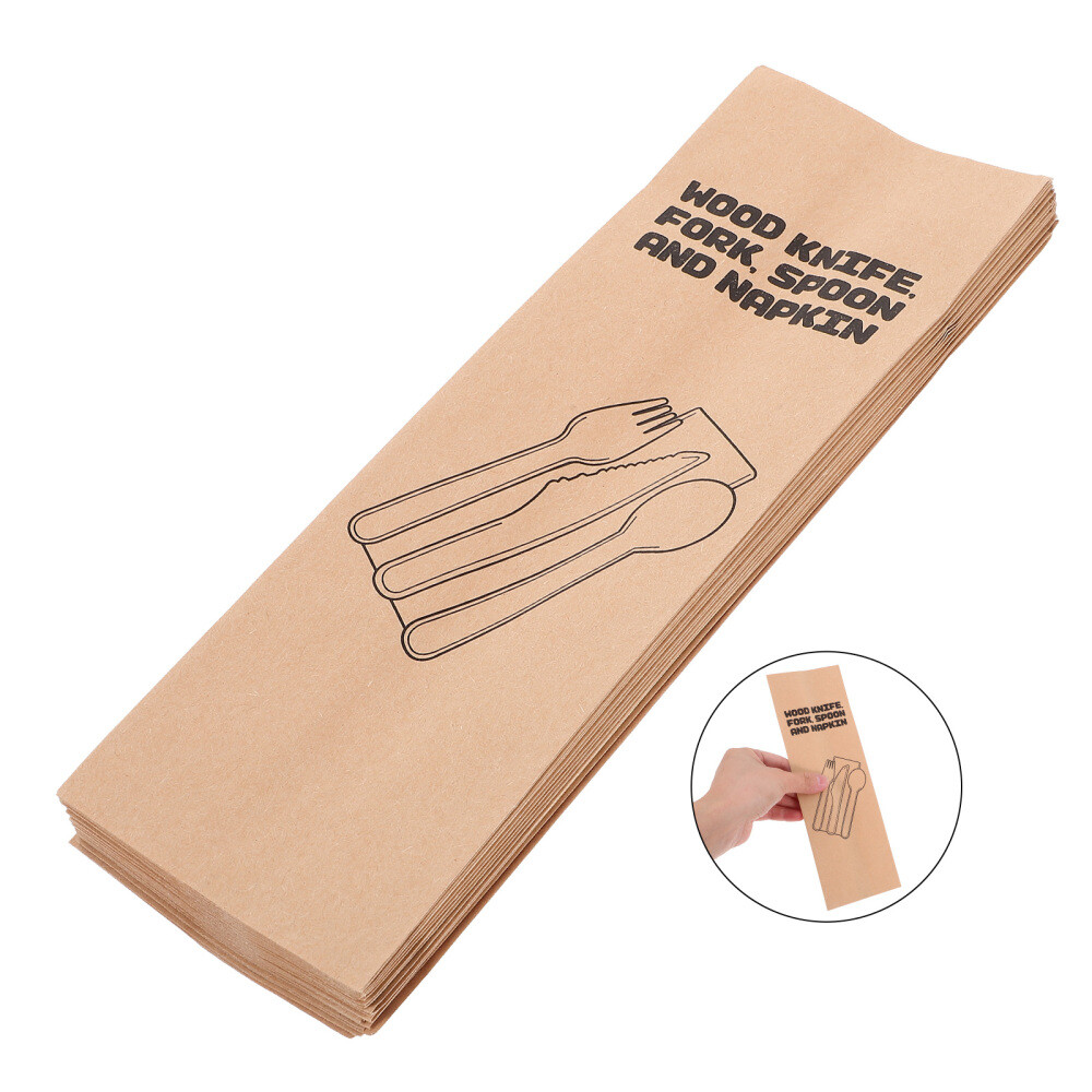 100 Stück Papier-Besteckhalter, Restaurant-Löffelhüllen, Einweg-Besteckhüllen,