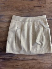 Banana Republic Metallic Gold Skirt Zipper Sz 2 Cotton Blend NEW