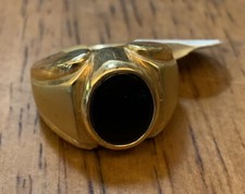 18 K HGE Size 9, Ring With Black Onyx Stone 3/8  X 1/2  