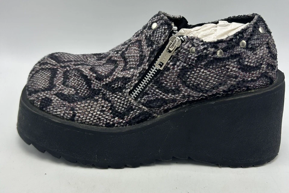 Mocasines De Colección Mujer 7.5 Y2K Años 90 Extra Gruesos Plataforma Imitación Piel de Serpiente Leer Foto 3 de 4