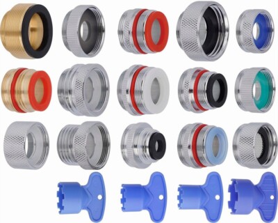 15 Pieces Faucet Adapter Kit, Brass Aerator Adapter Set for Faucet Tap Hose