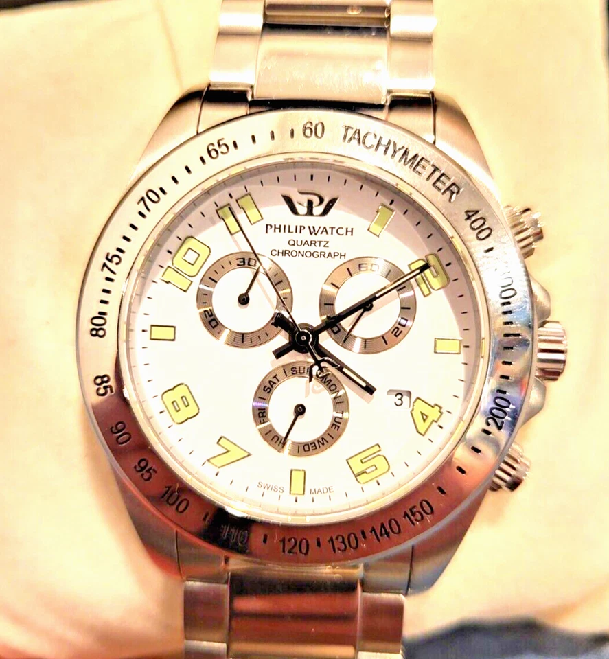 Swiss Philip Watch Caribbean 45mm Men Analog Diver's Watch 100M WR Leather Box - Image 3 of 4