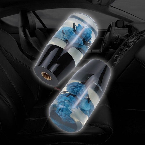VIP 10CM JDM Clear Blue Real Flowers Manual Gear Stick Shift Knob Lever Shifter - Picture 2 of 7
