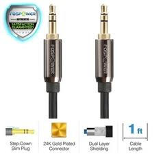 1FT AUX Headphone 3.5mm Cable Male to Male Car Stereo Audio Cord iPhone Samsung