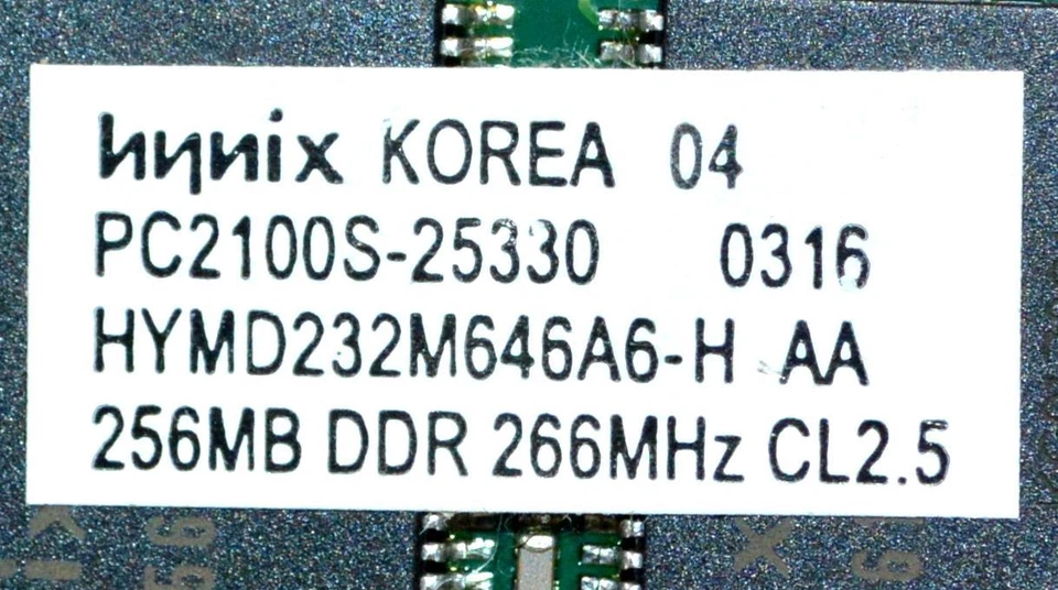 HYNIX PC2100S-25330 MEMORY RAM 256 MB DDR 266 MHZ - Image 2 of 2