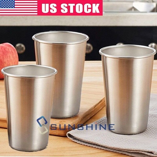3Pack Stainless Steel Dining Cups Metal Drinking Glasses Small BPA Free