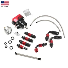 Adjustable Fuel Pressure Regulator Kit Oil 0-100psi Gauge -6AN Black&Red Racing 