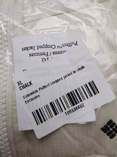 Columbia Womens UK XL Puffect Cropped Puffer Jacket (NEW) White Full Zip Pockets - Picture 16 of 16