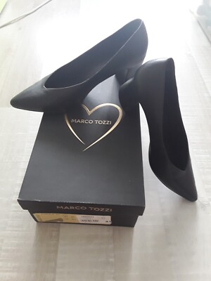 Marco Tozzi Women's Black Leather Shoes pump heels size EU 41 10 1/2 with box