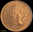 1909 INDIAN HEAD CENT LUSTROUS RED GEM (IH65)