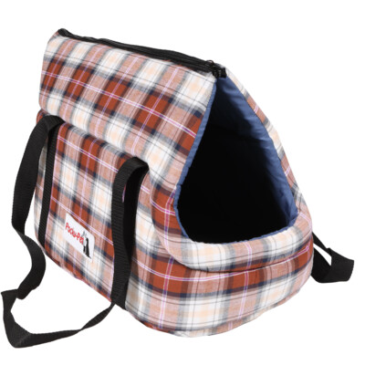 Haustier-Tragetasche Mit Weichen Seiten – Kariert, Rot, 43x23x28 Cm, Atmungsaktives Netz Für Kleine Hunde & Katzen