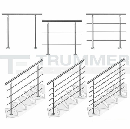 Glasgeländer Bausatz I-Form vorgesetzt aus Edelstahl V2A Grauglas (7m Glasgeländer Bausatz I-Form vorgesetzt aus Edelstahl V2A Grauglas (7m