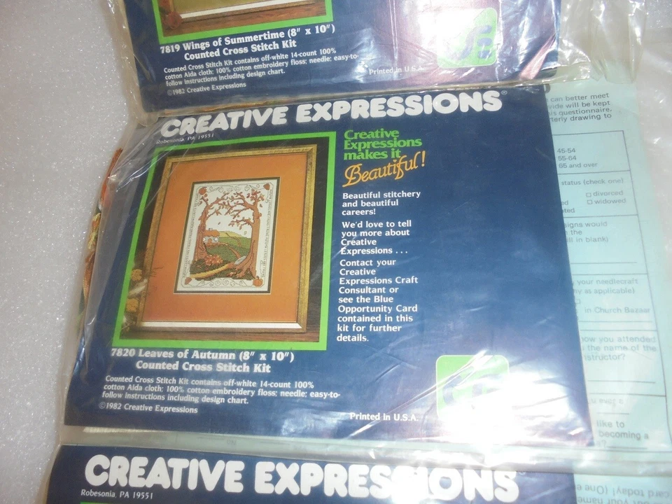 ¡EXPRESIONES CREATIVAS! LOTE DE (3) KITS DE PUNTO DE CRUZ VINTAGE! ¡NUEVO! MFG. ¡SELLADO! Foto 4 de 4