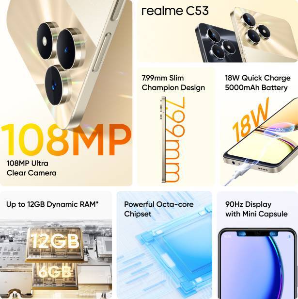 realme C53 Factory Unlocked Dual SIM 4GB RAM 128GB STORAGE